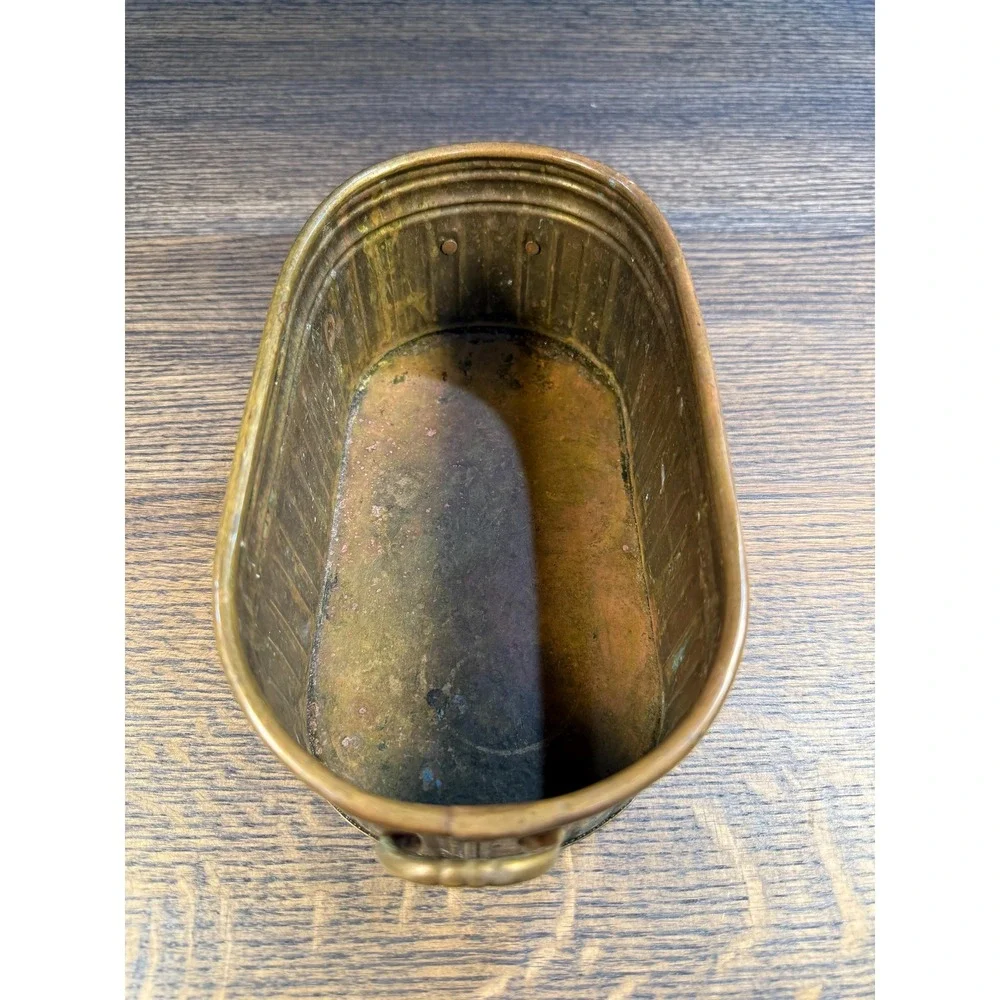 Vintage Brass Oval Planter with Handles – 8.5